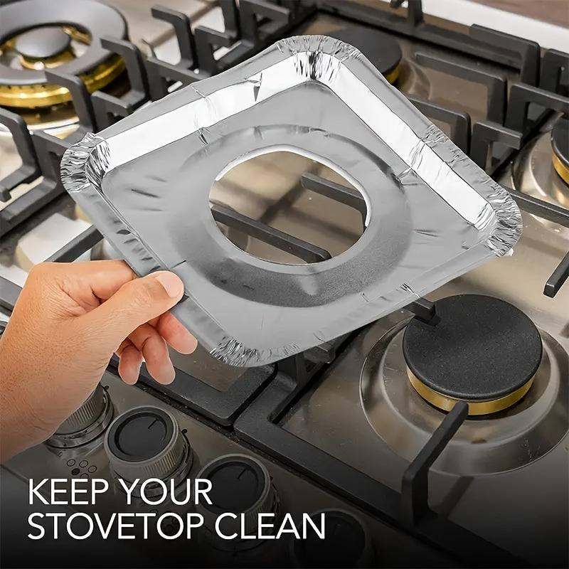 (Pack of 10) Disposable Oil Resistant and Heat Proof Aluminum Covers for Gas Stove Burners