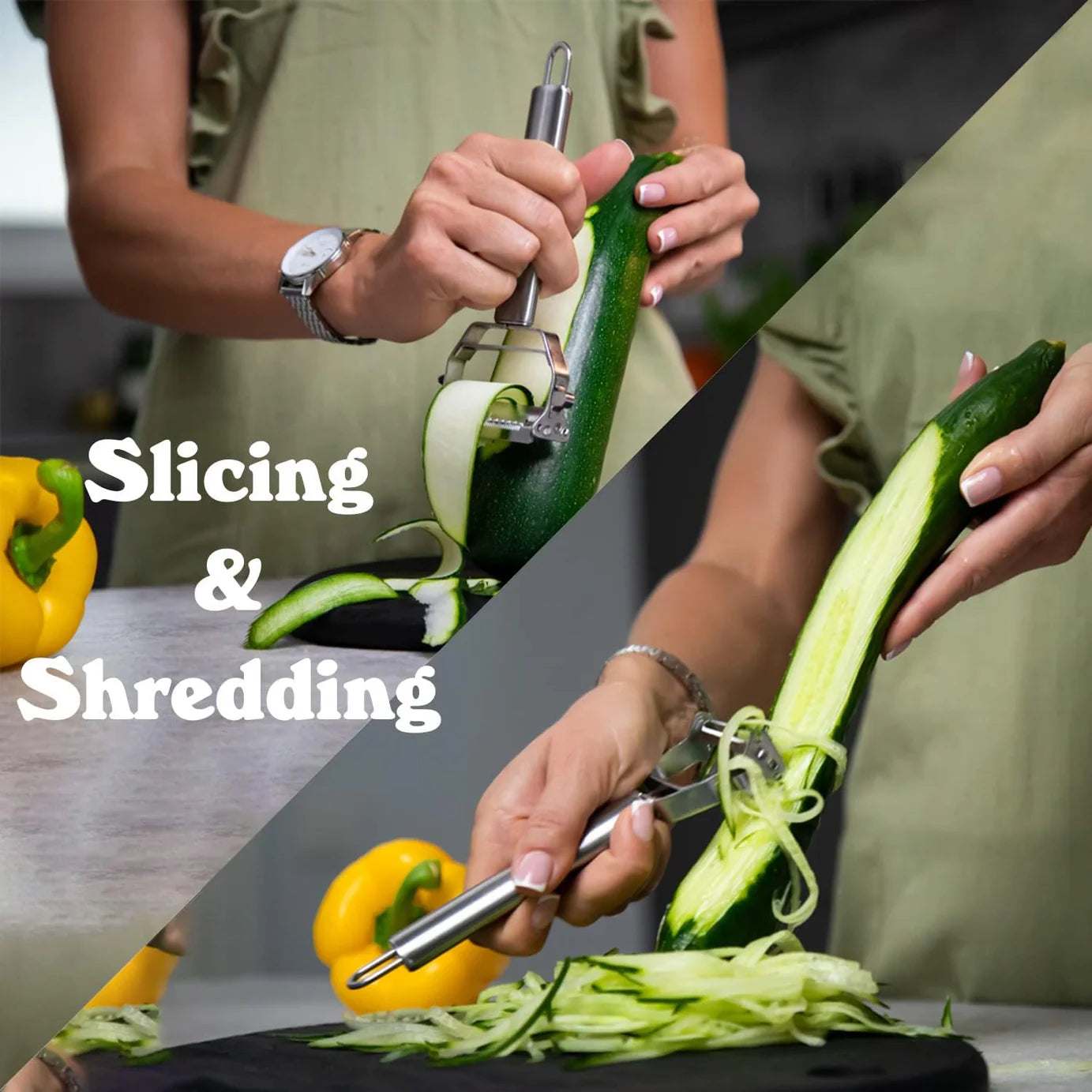 (Pack of 2) Stainless Steel Dual Blade Vegetable Peeler Slicer Shredder Scraper For Fruit, Potatoes, Carrot, Cucumber