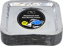Load image into Gallery viewer, PACK OF 10 ALUMINUM FOIL SQUARE GAS STOVE BURNER COVERS