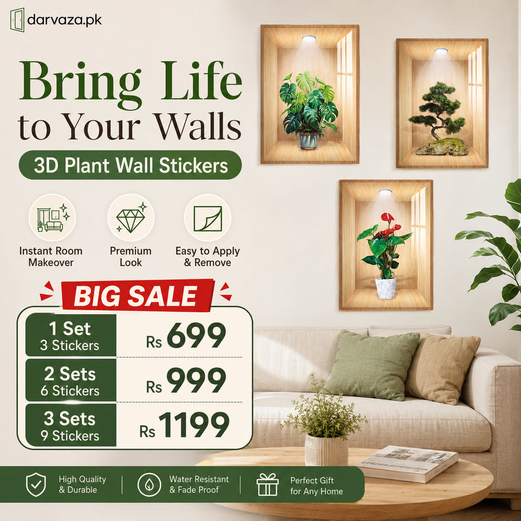 3D Plant Wall Stickers (Set of 3)