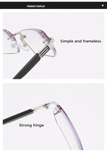Load image into Gallery viewer, Hd daimond cut New Metal rimless anti blue reading glasses trimmed glasses