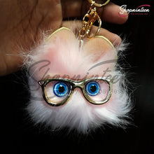 Load image into Gallery viewer, Cat Face with Glasses Keychain
