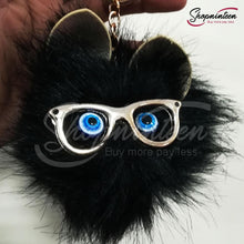 Load image into Gallery viewer, Cat Face with Glasses Keychain