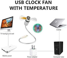 Load image into Gallery viewer, USB LED CLOCK FAN WITH TEMPERATURE