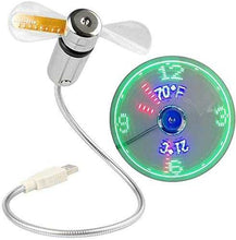 Load image into Gallery viewer, USB LED CLOCK FAN WITH TEMPERATURE