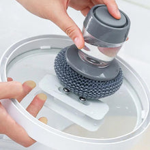 Load image into Gallery viewer, Kitchen soap dispensing push-type palm brush multifunctional cleaning brush