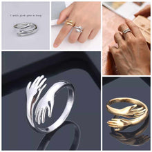 Load image into Gallery viewer, Silver Plated Jewelry Engrave Couple Gift Adjustable Love Hug Ring