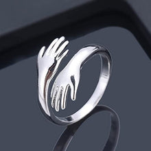 Load image into Gallery viewer, Silver Plated Jewelry Engrave Couple Gift Adjustable Love Hug Ring