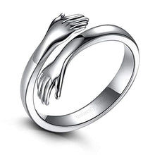 Load image into Gallery viewer, Silver Plated Jewelry Engrave Couple Gift Adjustable Love Hug Ring