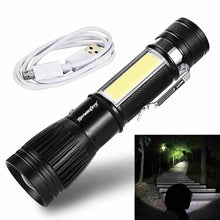 Load image into Gallery viewer, LED Rechargeable Flashlight Zoom able 3 Modes USB Charging Torch