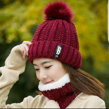 Load image into Gallery viewer, Ladies Hat &amp; Neck warmer Winter Cap