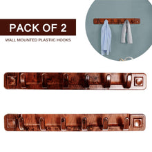 Load image into Gallery viewer, Wall Mount 6 Hooks Wood Style Cloth Hook Pack of 2