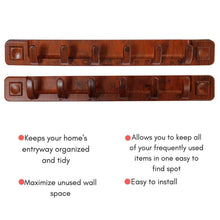 Load image into Gallery viewer, Wall Mount 6 Hooks Wood Style Cloth Hook Pack of 2