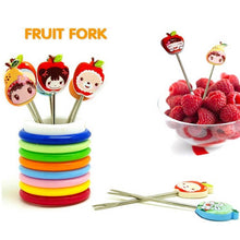 Load image into Gallery viewer, Set of 8 pcs Fun Shape Fruit Fork with Rings Stand - MultiColour