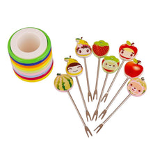 Load image into Gallery viewer, Set of 8 pcs Fun Shape Fruit Fork with Rings Stand - MultiColour
