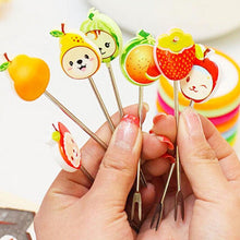 Load image into Gallery viewer, Set of 8 pcs Fun Shape Fruit Fork with Rings Stand - MultiColour