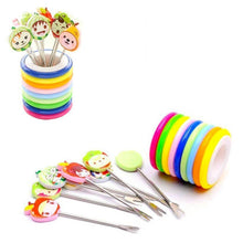 Load image into Gallery viewer, Set of 8 pcs Fun Shape Fruit Fork with Rings Stand - MultiColour