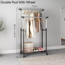 Load image into Gallery viewer, Lowes portable adjustable stainless steel rack clothes hanger pole