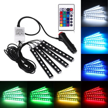 Load image into Gallery viewer, Car LED Strip Lights 4pcs 48 LED Multicolor Music Car Interior Atmosphere Lights
