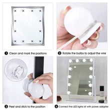 Load image into Gallery viewer, Vanity Mirror LED Light Bulbs 3 Colours Optional Dimmable 10 LED Bulbs USB PLUG ELECTRIC POWERED