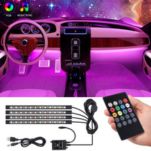 Load image into Gallery viewer, Car LED Strip Lights 4pcs 48 LED Multicolor Music Car Interior Atmosphere Lights
