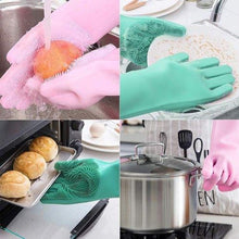 Load image into Gallery viewer, Dish washing Gloves with Scrubber ( Pack of 2)