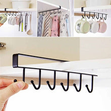 Load image into Gallery viewer, Cabinet Under Shelf 6 Hooks Iron Hanging Rack