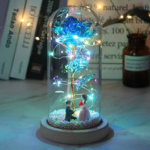 Load image into Gallery viewer, Beauty And Beast Rose Flower With Teddy Rose Bear In Glass Dome Home Wedding Decoration