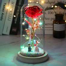 Load image into Gallery viewer, Beauty And Beast Rose Flower With Teddy Rose Bear In Glass Dome Home Wedding Decoration