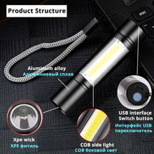 Load image into Gallery viewer, LED Rechargeable Flashlight Zoom able 3 Modes USB Charging Torch