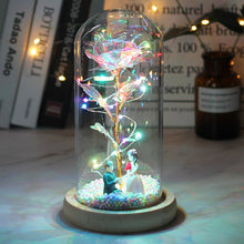 Load image into Gallery viewer, Beauty And Beast Rose Flower With Teddy Rose Bear In Glass Dome Home Wedding Decoration