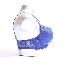 Load image into Gallery viewer, WOMEN LACE G-STRING PADDED BRA - BLUE (1058 )