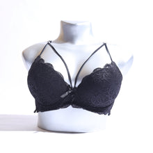 Load image into Gallery viewer, WOMEN LACE G-STRING PADDED BRA - BLACK ( 1059 )