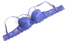 Load image into Gallery viewer, WOMEN LACE G-STRING PADDED BRA - BLUE (1058 )