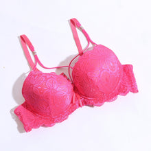 Load image into Gallery viewer, WOMEN LACE G-STRING PADDED BRA - SHOCKING PINK ( 1056 )