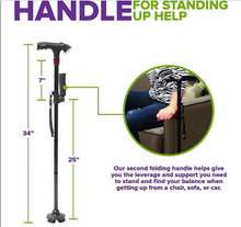 Load image into Gallery viewer, FOLDING TRUSTY CANE WITH LED LIGHTS