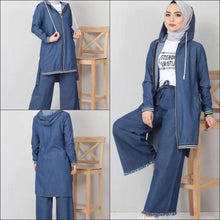 Load image into Gallery viewer, Hooded Zipper Style Denim 2-Pcs Suit
