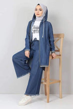 Load image into Gallery viewer, Hooded Zipper Style Denim 2-Pcs Suit