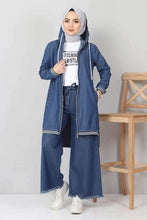 Load image into Gallery viewer, Hooded Zipper Style Denim 2-Pcs Suit