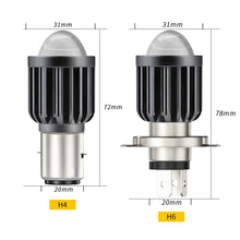 Load image into Gallery viewer, H4 Motorcycle Mini LED Projector Headlight Bulbs Dual Colors White Yellow ATV Scooter E-Bikes Head Light Lamp