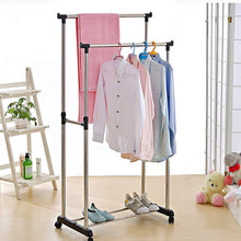 Load image into Gallery viewer, Lowes portable adjustable stainless steel rack clothes hanger pole