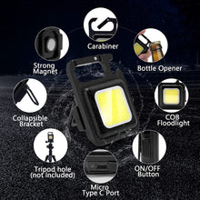 Load image into Gallery viewer, LED Powerful Rechargeable COB Keychain Flashlight